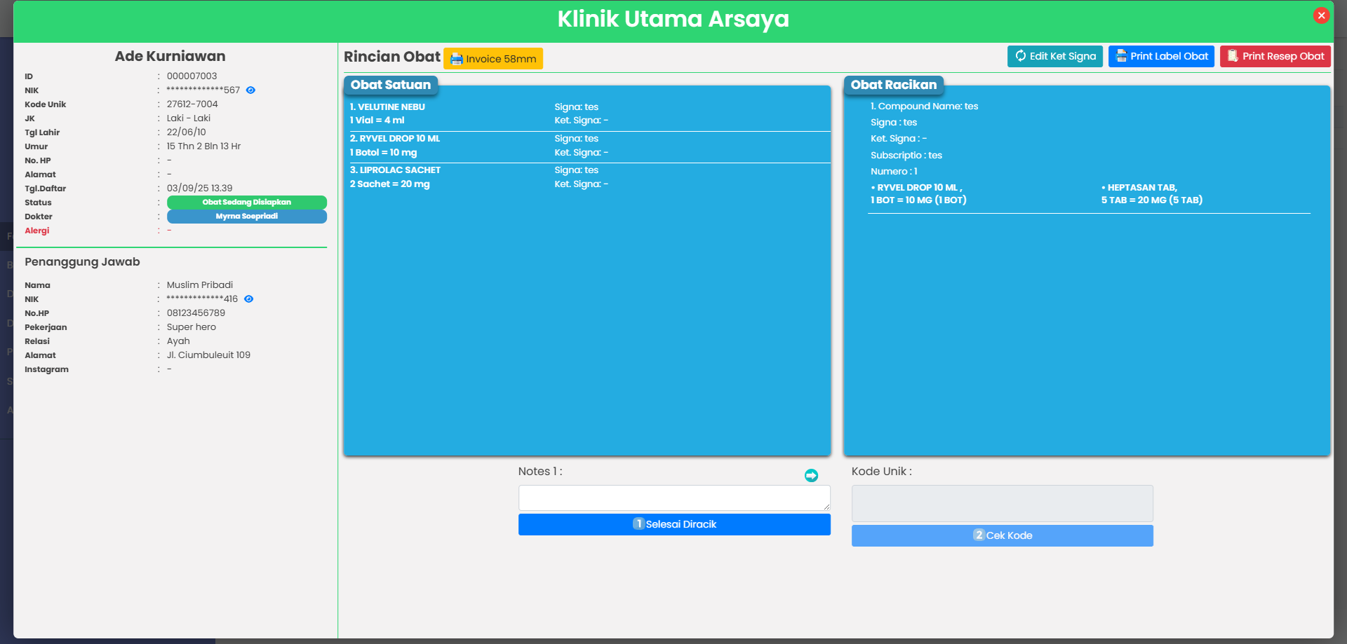 Detail Order Farmasi