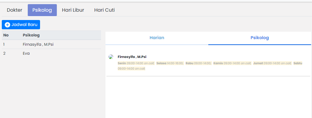 Jadwal Psikolog