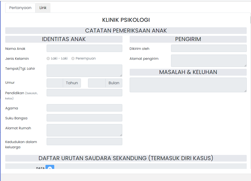 Psikolog Form Tab Pertanyaan