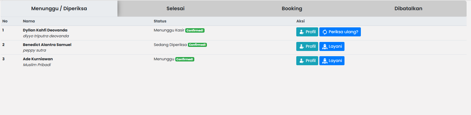 Psikolog Tab Menunggu / Diperiksa